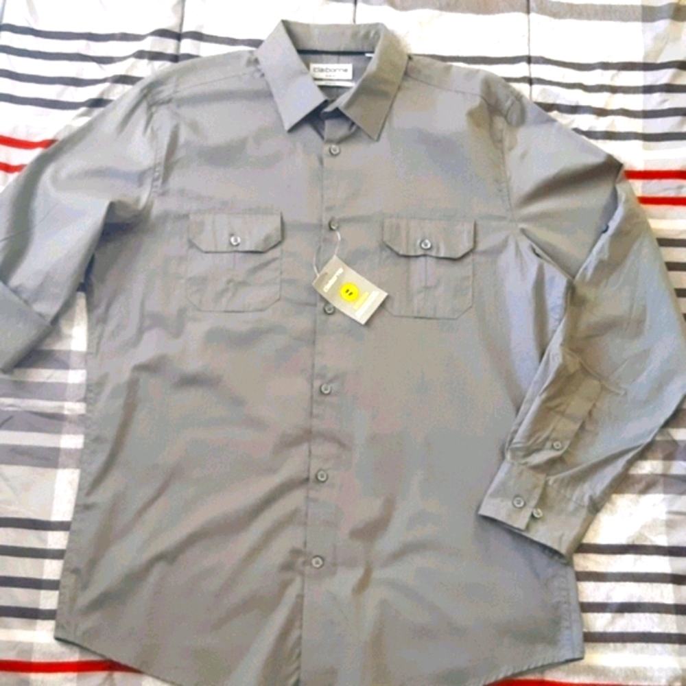 Clairbone Strech Roll Sleeves Slim Fit Shirt Sz L